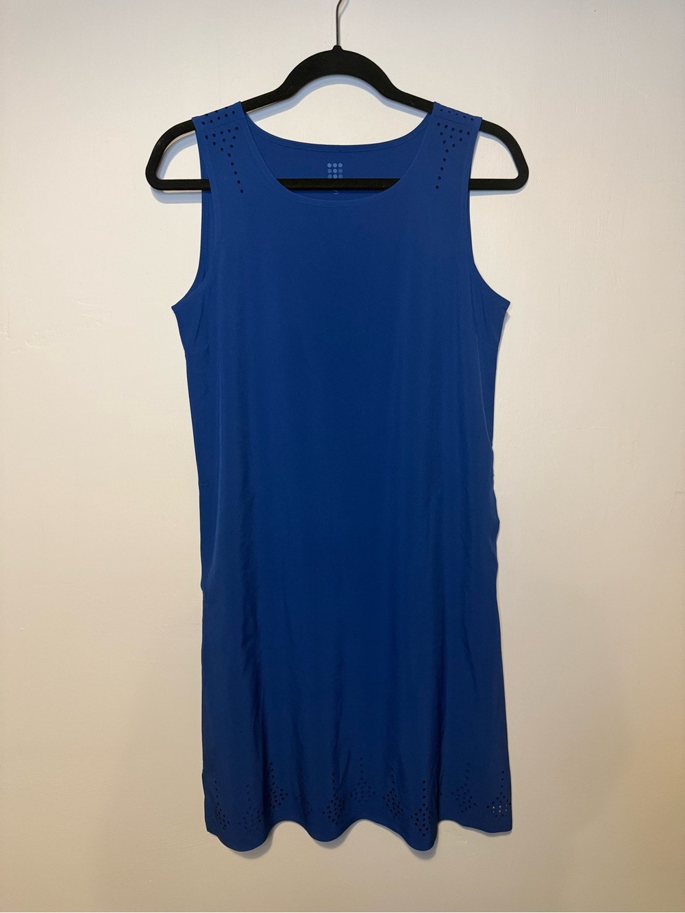 Title Nine Unconventional Summer Dress with Pockets Blue Laser Cut Tank Sz Small